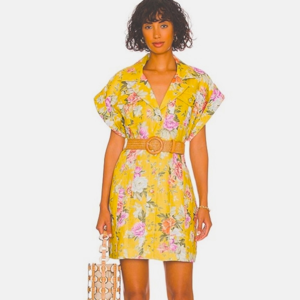 Zimmermann Cuffed Floral Mini Dress NWOT